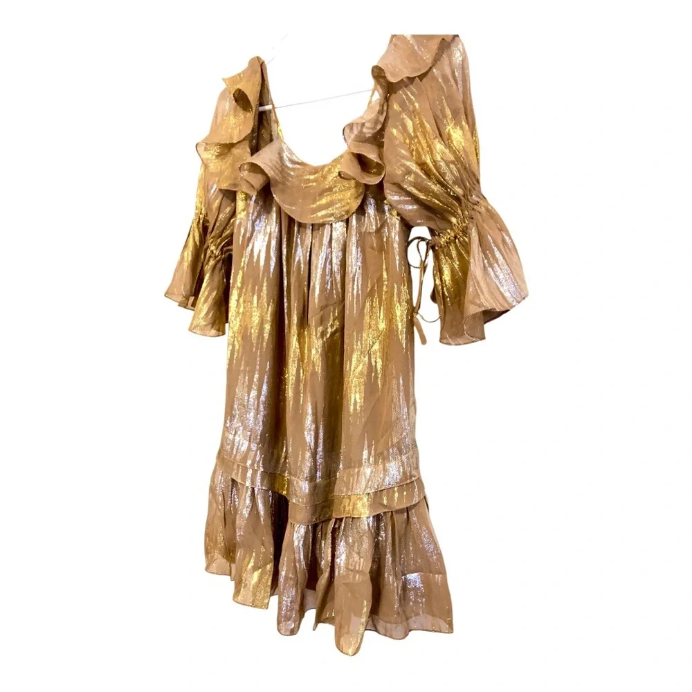 Free People You & Me Metallic Mini Dress EUC Small - Picture 4 of 6